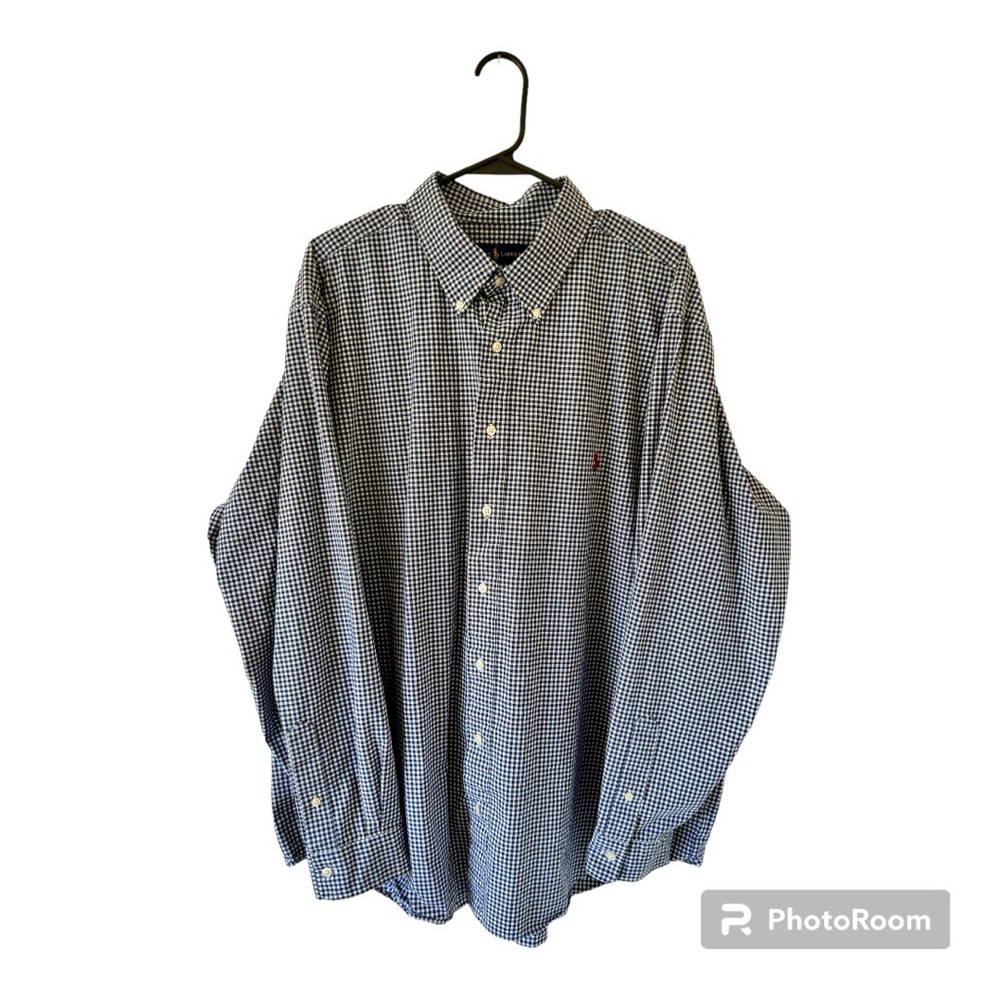 Men’s Ralph Lauren Polo Button Down. Navy Plaid. Authenticated. Size 2XB.
